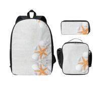 SDFCUMDM Summer Beach Print School Bag + Pencil Case + Lunch Bag Combination for Everyday Use