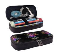 SDFCUMDM Tree of Life Heart Blooming Print Leather Pencil Case Cosmetic Makeup Brush Storage Bag for Girls Women Teenagers