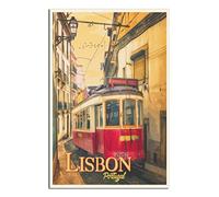 SDFEG Portugal Lisbon Trams Vintage Travel Poster Decorative Posters Modern Bedroom Canvas Art Poster Picture Painting Posters Wall Decor art Gift