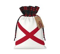 SDFHU Alabama State Flag Printing Christmas Drawstring Gift Bags Reusable Xmas Sacks For Holiday Packaging Needs