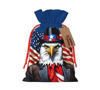 SDFHU American Bald Eagle Printing Festive Christmas Gift Bag Drawstring For Holiday Xmas Birthday Party Presents