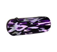 SDFHU American Camouflage Purple Print Leather Pencil Case – Versatile Leather Pen Holder Pencil Pouch Travel Everyday Use