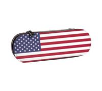 SDFHU American flag Print Leather Pencil Case – Versatile Leather Pen Holder Pencil Pouch Travel Everyday Use