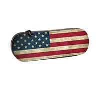 SDFHU American flag Print Leather Pencil Case – Versatile Leather Pen Holder Pencil Pouch Travel Everyday Use
