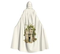 SDFHU Antique Building With Roman Olive Branch And Greek Print Halloween Hooded Cloak Unisex Vibrant Adult Medieval Renaissance Festivals Cosplay