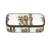 SDFHU Antique Building with Roman Olive Branch and Greek Print Multifunctional Pencil Case Stationery Storage Bag Supplies Cosmetic Items Adults