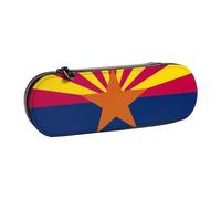 SDFHU Arizona state flag Print Leather Pencil Case â€“ Versatile Leather Pen Holder Pencil Pouch Travel Everyday Use