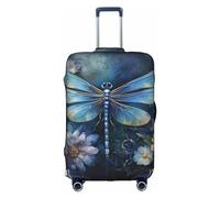 Sdfhu Art Blue Dragonfly Print Unique Travel Luggage Cover Washable Anti Scratch Suitcase Protector for Vacation, White, L