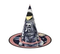 SDFHU Astronaut On The Moon 1 Print Comfortable Unisex Halloween Witch Hat For Party Carnival Accessory Cap Cosplay