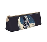 SDFHU Astronaut on The Moon Print Lightweight Spacious Pencil Case Large Capacity Triangle Zippered for Writing Tools