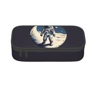 SDFHU Astronaut on The Moon Print Multifunctional Pencil Case Stationery Storage Bag Supplies Cosmetic Items Adults