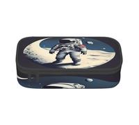 SDFHU Astronaut on The Moon Print Multifunctional Pencil Case Stationery Storage Bag Supplies Cosmetic Items Adults