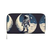 SDFHU Astronaut on The Moon Print Women Wallet Trendy Travel-Friendly 7.9X3.9in Casual Clutch Purse Gift for Ladies, Black, One Size, Art