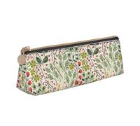 SDFHU Beautiful Flowers Print Lightweight Spacious Pencil Case Large Capacity Triangle Zippered for Writing Tools