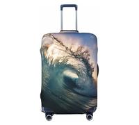SDFHU Beautiful ocean waves Print Suitcase Covers Personalized Luggage Protector Elastic Washable Travel Gear Cover, Black, L
