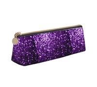 SDFHU Beautiful Purple Glitter Print Lightweight Spacious Pencil Case Large Capacity Triangle Zippered for Writing Tools