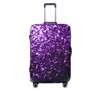 SDFHU Beautiful Purple Glitter Print Suitcase Covers Personalized Luggage Protector Elastic Washable Travel Gear Cover, Black, S