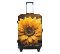 SDFHU Beautiful sunflower 4 Print Suitcase Covers Personalized Luggage Protector Elastic Washable Travel Gear Cover, Black, S