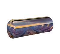SDFHU Beauty Grand Canyon 1 Print Leather Pencil Case Zipper Pencil Pouch Leather for Adults Office Travel and Makeup