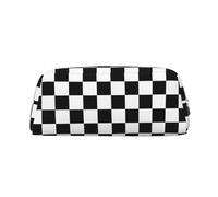 SDFHU Black and White checkered stripes Print Adults Pencil Bag Versatile Pencil Case Zipper Multifunctional Zipper Pencil Case