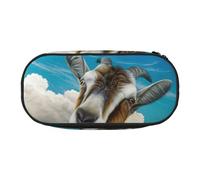 SDFHU Blue Goat Print Print Pencil Case Stationery Tool Office Supplies Unisex Accessory Suitable Any Occasion, Black, One Size, Cute