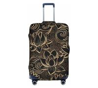 Sdfhu Boho Gold Lotus Flowers Print Unique Travel Luggage Cover Washable Anti Scratch Suitcase Protector for Vacation, White, L