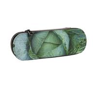 SDFHU Bright Cabbage Print Leather Pencil Case â€“ Versatile Leather Pen Holder Pencil Pouch Travel Everyday Use