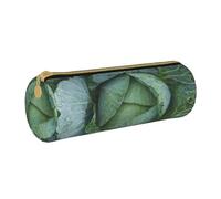 SDFHU Bright Cabbage Print Leather Pencil Case Zipper Pencil Pouch Leather for Adults Office Travel and Makeup