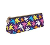 SDFHU Bright Colorful Weed Pattern Print Lightweight Spacious Pencil Case Large Capacity Triangle Zippered for Writing Tools