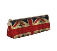 SDFHU British Flag Print Lightweight Spacious Pencil Case Large Capacity Triangle Zippered for Writing Tools