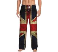 SDFHU British Flag Print Men Relaxation Pajama Pants Soft Lightweight Lounge Bottoms With Drawstring Pants, White, Large