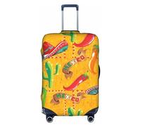 Sdfhu Cactus Hat and Chili Pepper Print Unique Travel Luggage Cover Washable Anti Scratch Suitcase Protector for Vacation, White, XL