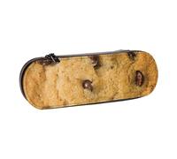 SDFHU Chocolate Cookie Print Leather Pencil Case â€“ Versatile Leather Pen Holder Pencil Pouch Travel Everyday Use