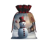 SDFHU Christmas Snowman 3 Printing Christmas Drawstring Gift Bags Reusable Xmas Sacks For Holiday Packaging Needs