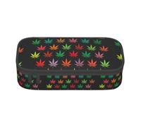 SDFHU Colorful Cannabis Leaves Print Multifunctional Pencil Case Stationery Storage Bag Supplies Cosmetic Items Adults
