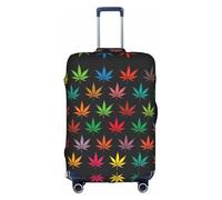 Sdfhu Colorful Cannabis Leaves Print Unique Travel Luggage Cover Washable Anti Scratch Suitcase Protector for Vacation, White, M
