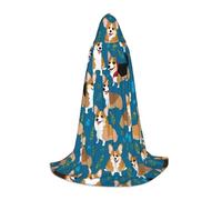 SDFHU Corgi Print Wizard Robe For Halloween Cosplay Christmas Carnival Hooded Unisex Cloak Stylish, Black, Large