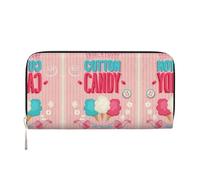 SDFHU Cotton Candy Print Women Wallet Trendy Travel-Friendly 7.9X3.9in Casual Clutch Purse Gift for Ladies, Black, One Size, Art