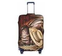 Sdfhu Cowboy Black Hat Western Boots Print Unique Travel Luggage Cover Washable Anti Scratch Suitcase Protector for Vacation, White, S