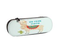 SDFHU Cute Cartoon Llama Cactus Print Leather Pencil Case â€“ Versatile Leather Pen Holder Pencil Pouch Travel Everyday Use