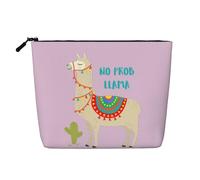 SDFHU Cute Cartoon Llama Cactus Print Toiletry Pouch for Women Single-layer Makeup Bag Travel Essentials Cosmetic Zippered, Black, One Size