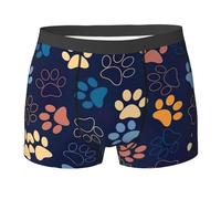 SDFHU Cute dog paw Print Soft Briefs Men Breathable Stretch Underwear for All Day Comfort, Black, Medium