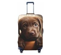 SDFHU cute Labrador Dog 1 Print Suitcase Covers Personalized Luggage Protector Elastic Washable Travel Gear Cover, Black, S