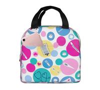 SDFHU Cute Nurse Print Lunch Bag Leakproof, Reusable, Insulated Cooler Lunch Bag For Office Work, Hiking
