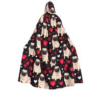 SDFHU Cute Pug Print Wizard Robe For Halloween Cosplay Christmas Carnival Hooded Unisex Cloak Stylish