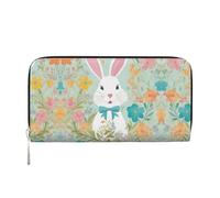 SDFHU Easter Bunny Floral Print Women Wallet Trendy Travel-Friendly 7.9X3.9in Casual Clutch Purse Gift for Ladies, Black, One Size, Art