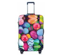 SDFHU Easter Eggs Print Suitcase Covers Personalized Luggage Protector Elastic Washable Travel Gear Cover, Black, L
