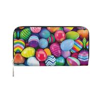 SDFHU Easter Eggs Print Women Wallet Trendy Travel-Friendly 7.9X3.9in Casual Clutch Purse Gift for Ladies, Black, One Size, Art
