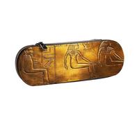 SDFHU Egypt Hieroglyphics Print Leather Pencil Case â€“ Versatile Leather Pen Holder Pencil Pouch Travel Everyday Use