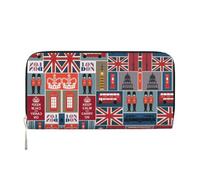 SDFHU England Symbols Print Women Wallet Trendy Travel-Friendly 7.9X3.9in Casual Clutch Purse Gift for Ladies, Black, One Size, Art